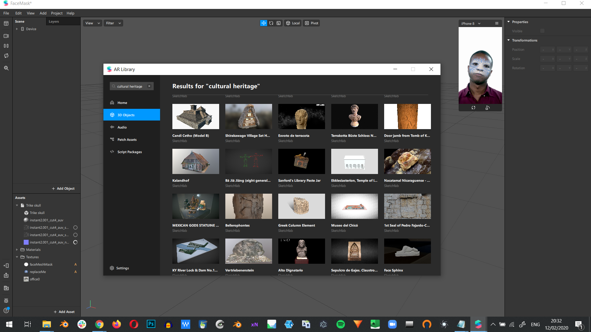 Screenshot of the Sketchfab - Spark API integration